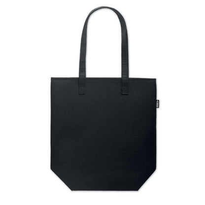 Bolsa de fieltro con etiqueta RPET con asas largas y fuelle inferior