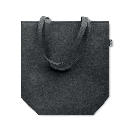 Totebag con fuelle inferior y asas largas de fieltro RPET gris oscuro