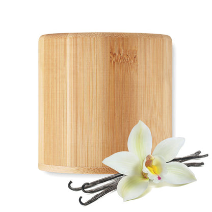 Vela de madera con flores de vainilla