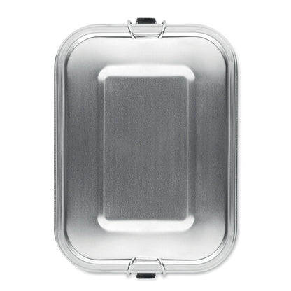 Fiambrera resistente para llevar comida con hebillas laterales.