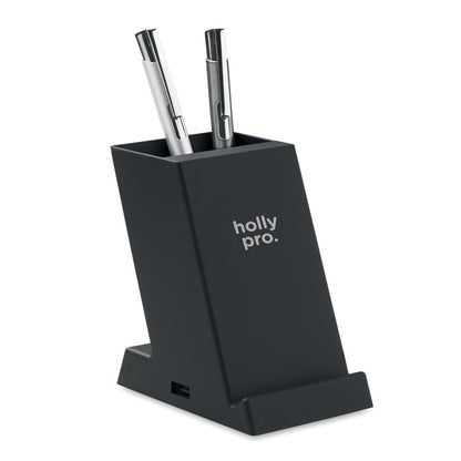 Cargador portalápices negro personalizado con logo