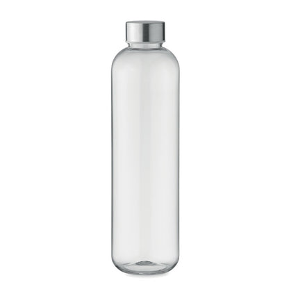 Botella de tritán transparente con tapa de metal