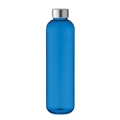 Botella de tritán azul con tapa de metal