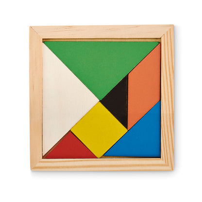 Tangram de madera con piezas de colores