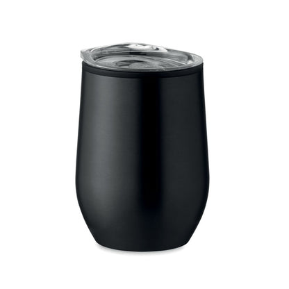 Vaso negro de acero inoxidable con tapa transparente