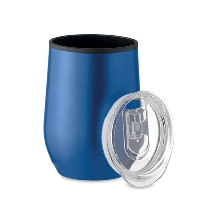 Vaso de viaje de acero inoxidable azul con tapa