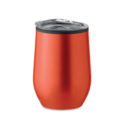 Vaso rojo de acero inoxidable con tapa transparente