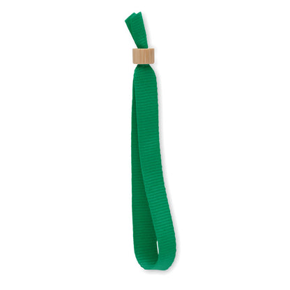 Pulsera de poliéster con anilla cierre de bambú verde