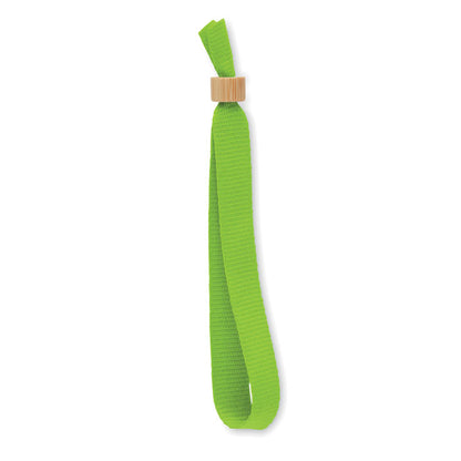 Pulsera de poliéster con anilla cierre de bambú verde lima