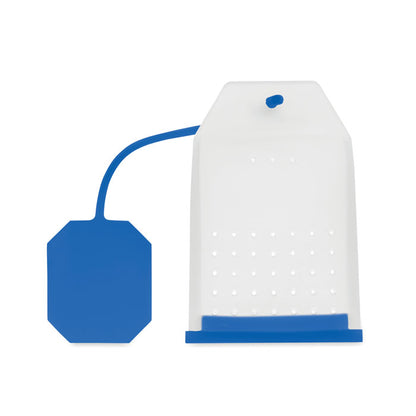 Vista frontal de bolsita para infusiones color azul
