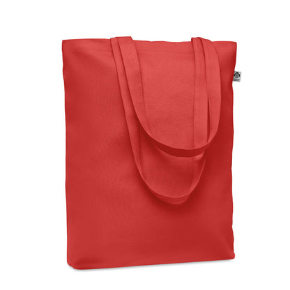 Bolsa de la compra roja de canvas orgánico con asas largas