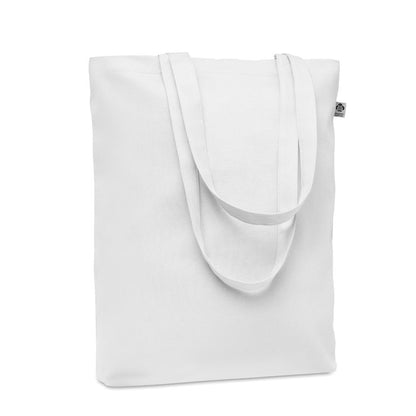 Totebag blanca de asas largas con fuelle inferior de algodón canvas orgánico