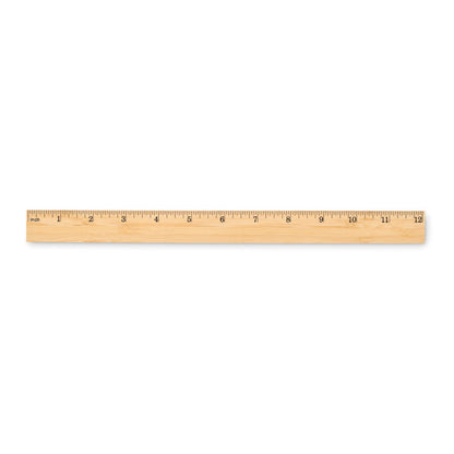 Vista superior de regla de madera de 30 cm