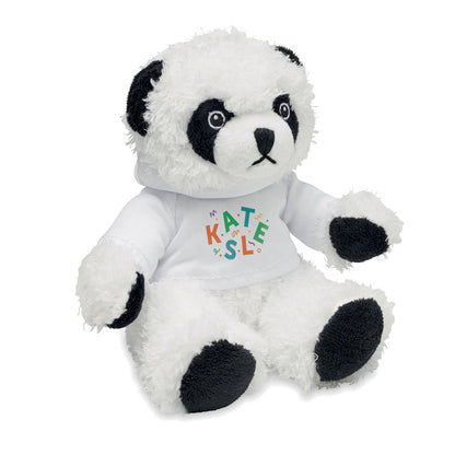 Osito panda de peluche con sudadera blanca personalizada con logo