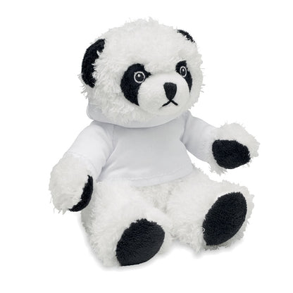 Oso panda de peluche con camiseta blanca