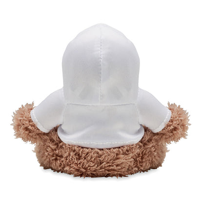 Espalda de mono de peluche con sudadera blanca