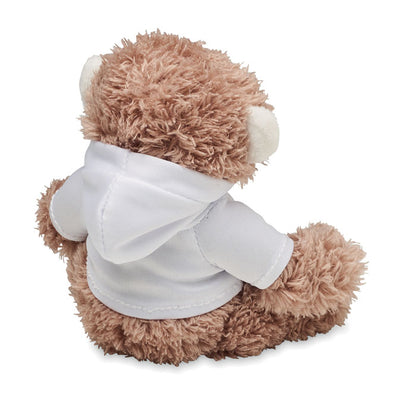 Mono de peluche  con sudadera blanca con capucha
