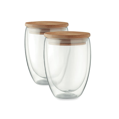 Vasos de cristal con tapadera de madera
