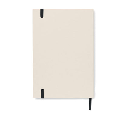 Parte trasera de  Libreta A5 cartón reciclado cierre goma negra