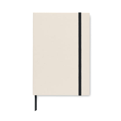Portada de  Libreta A5 cartón reciclado cierre goma negra