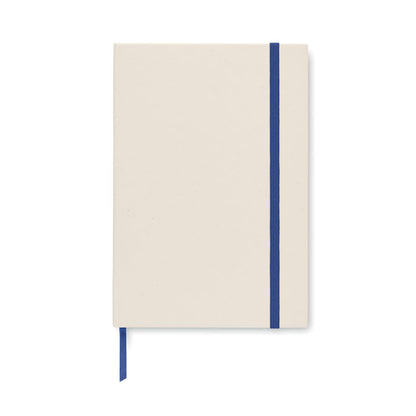 Portada de  Libreta A5 cartón reciclado cierre goma azul