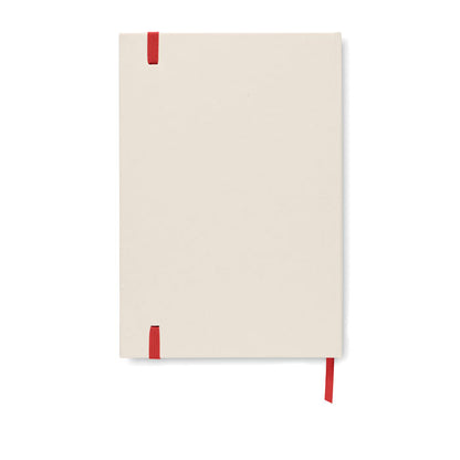 Parte trasera de cuaderno A5 cartón reciclado cierre goma roja