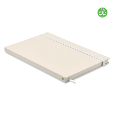 Vista superior de  Libreta A5 cartón reciclado cierre goma blanca