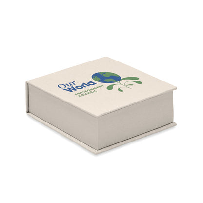 Bloc de notas reciclado blanco con logo impreso