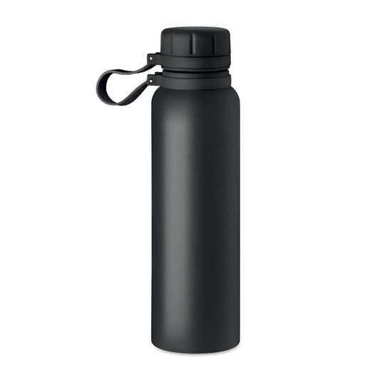 Botella negra de acero con tapa giratoria