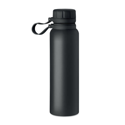 Botella negra de acero con tapa giratoria
