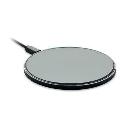 Cargador inalámbrico negro con superficie de cristal
