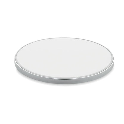 Cargador blanco redondo inalámbrico de plástico y cristal