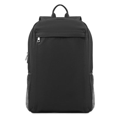 Mochila para portátil negra con bolsillo frontal con cremallera