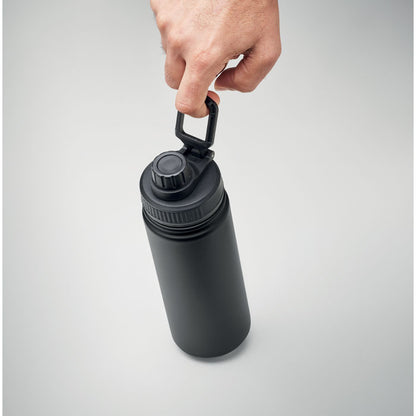 Dedo en asa de tapón de botella de acero negro