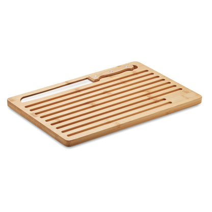 Tabla de bambú para pan con cuchillo