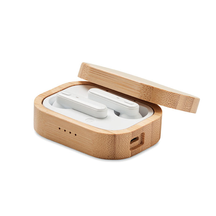 JAZZ BAMBOO - Auriculares TWS estuche bambú