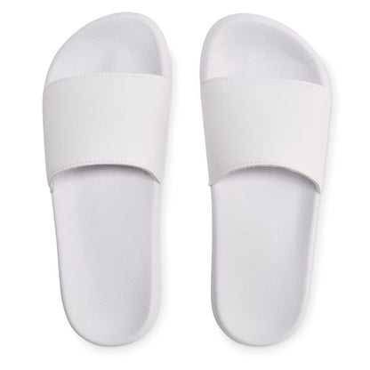 Vista superior de chanclas blancas de EVA tira ancha