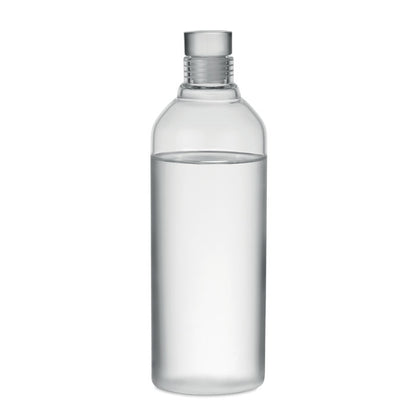 Botella de vidrio de borosilicato transparente con caja agua