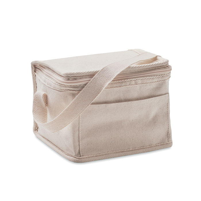EVAN - Bolsa nevera de algodón para 6 latas con cierre cremallera y bolsillo exterior