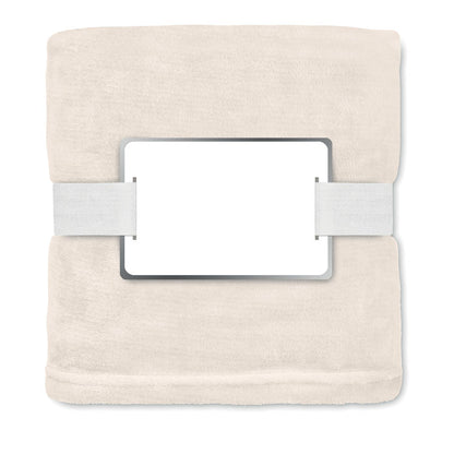 Manta  ecológica beige con cinta y tarjeta de regalo