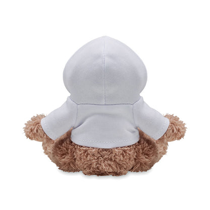 Parte trasera de peluche  con sudadera blanca con capucha
