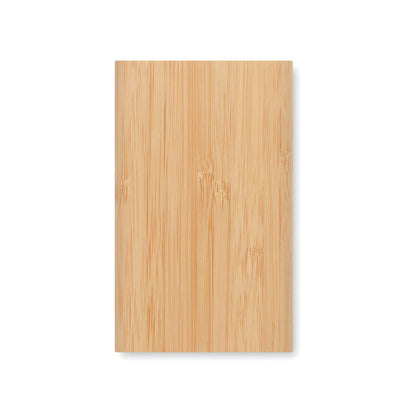 Vista superior de power bank de madera de bambú