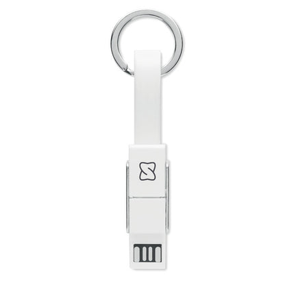 Llavero cable de carga blanco personalizado con logotipo
