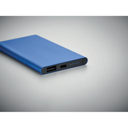 Batería externa rectangular azul de aluminio