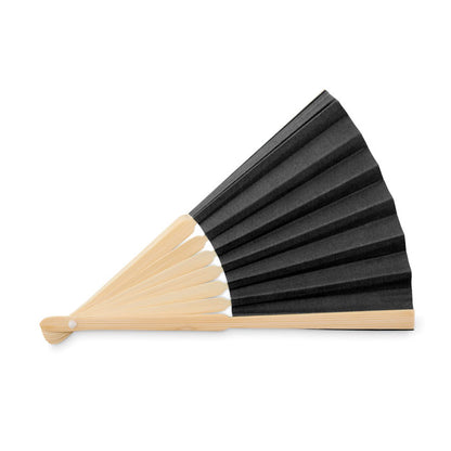 Abanico de madera de bambú semi abierto negro
