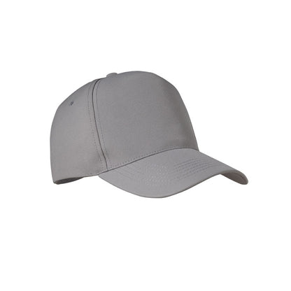 Gorra béisbol RPET negraVista parte trasera de gorra gris con cierre hebilla metálico