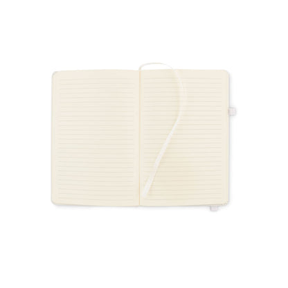 Hojas de libreta blanca con marca paginas