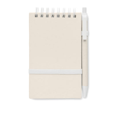 Libreta con espiral eco y boli detalles en rojo
