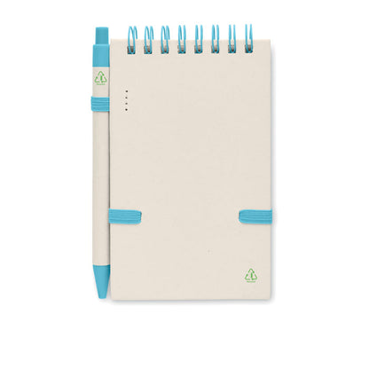 Libreta con espiral eco y boli detalles en blanco