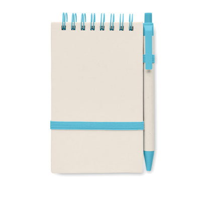 Libreta con espiral eco y boli detalles en blanco